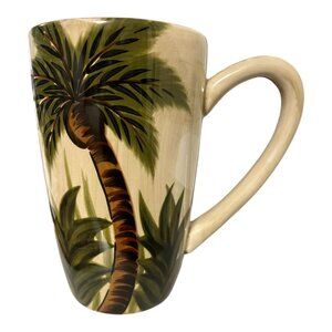 Tabletops Lifestyles Kona Handcrafted Palm Tree Ceramic Mug 16 oz Tropical
